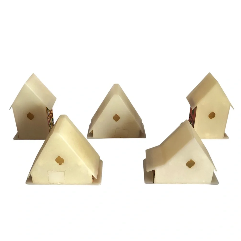 VINTAGE 70s Lot of 5 Alpine Village Houses Plastic Light Covers Christmas Xmas